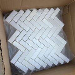 White Jade Herringbone Marble Mosaic Tile
